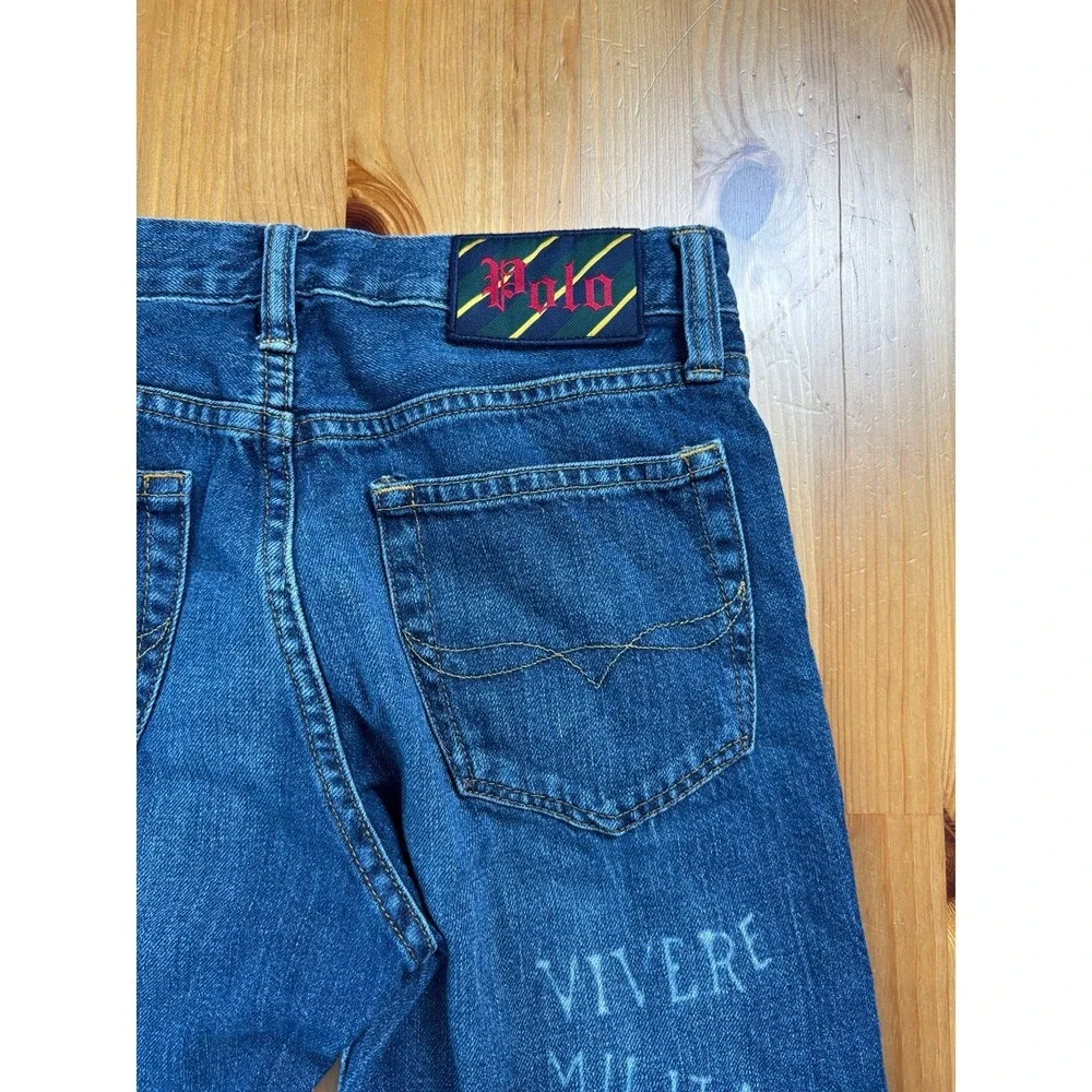 Vintage Polo Ralph Lauren Boys Sullivan Slim Navy Embroidered Jeans‎ Size 14/16